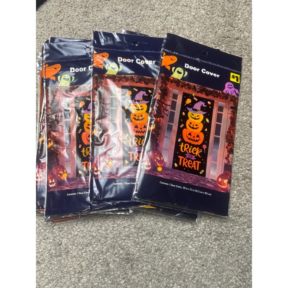 Halloween Door Cover Trick Or Treat Lot Of 10 30x72 Black Orange